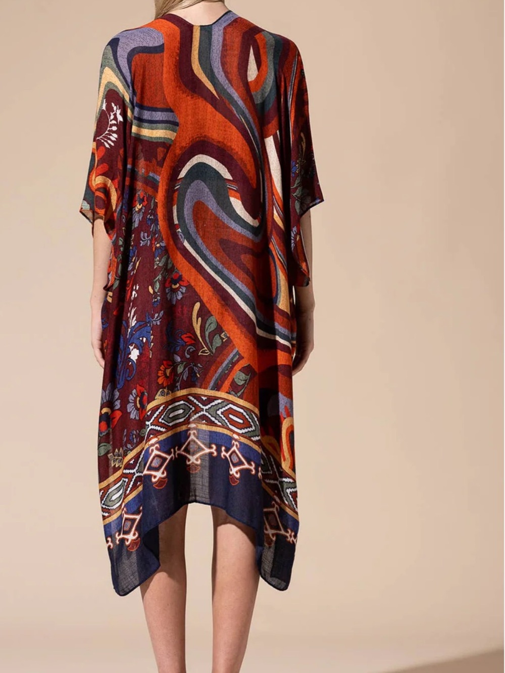 NWT Kimono Ruana viscose soft exotic arm cover layer colorful One size OS‎